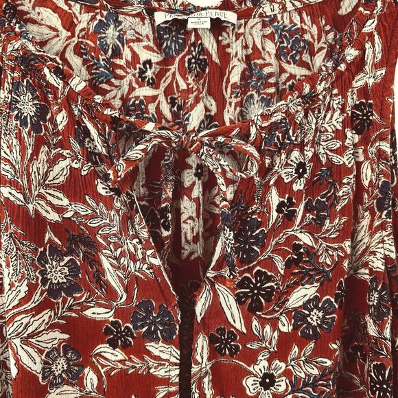 Patrons of Peace Women Sleeveless Floral Tank Top Brown Tribal Boho Size Small - Picture 2 of 6